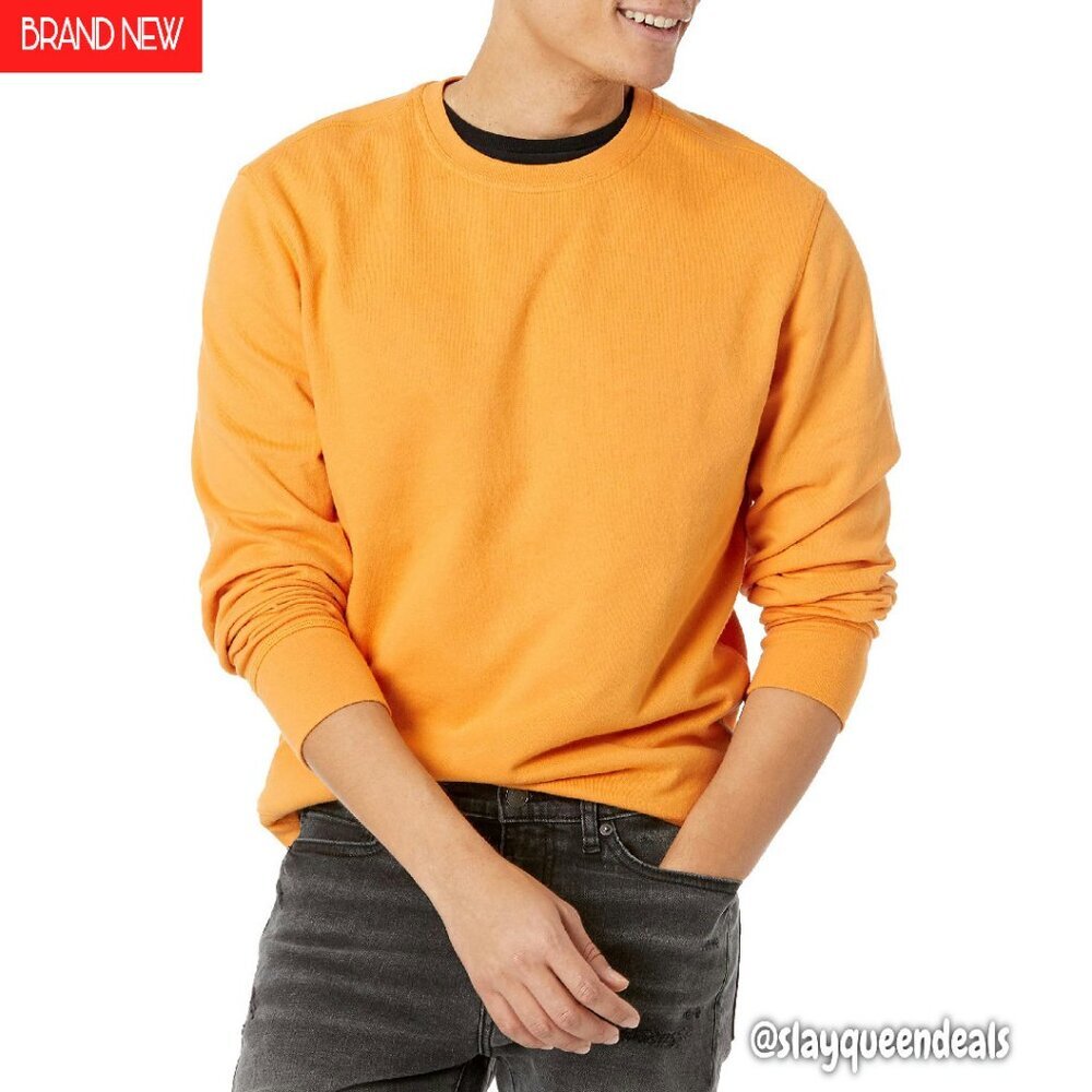 Men's Lightweight Fleece French Terry Crewneck Sweatshirt Regular Fit - Picture 1 of 7